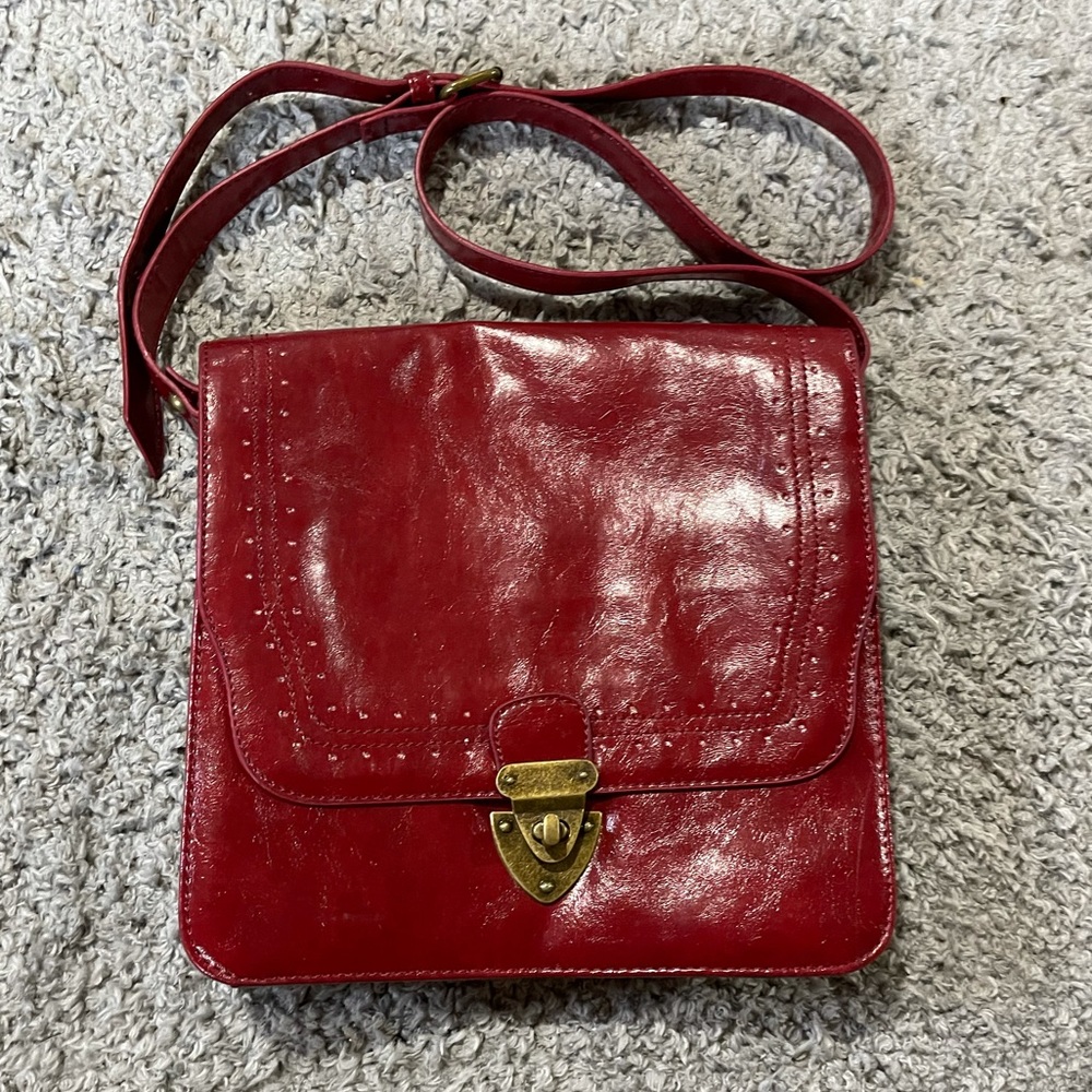Mossimo Red Faux Leather Crossbody Satchel